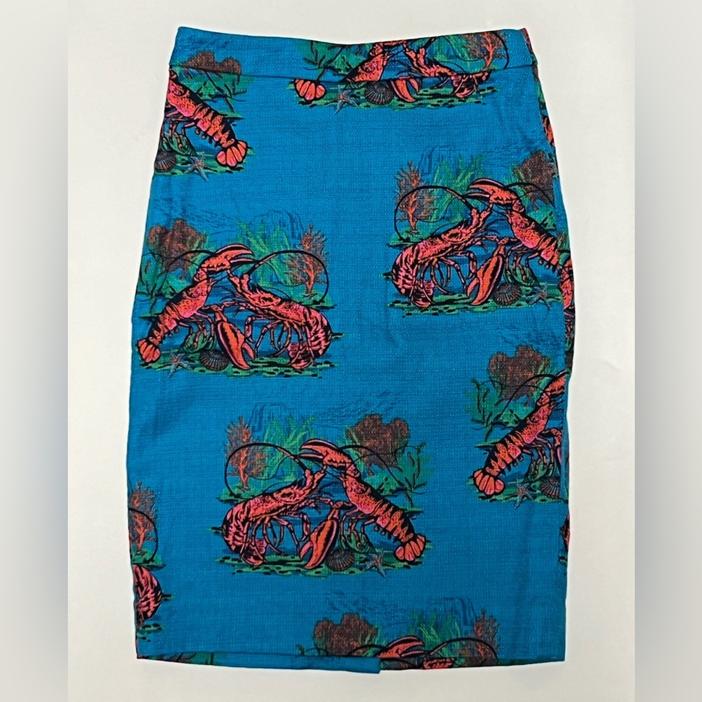 J.Crew No. 2 Pencil Skirt Lobster Crawfish Print